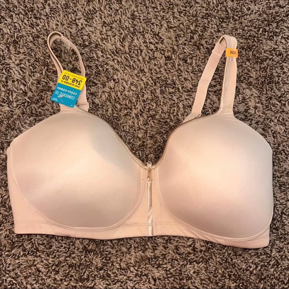 Vanity Fair Cream Full-Coverage zip front Bra with Molded Cups